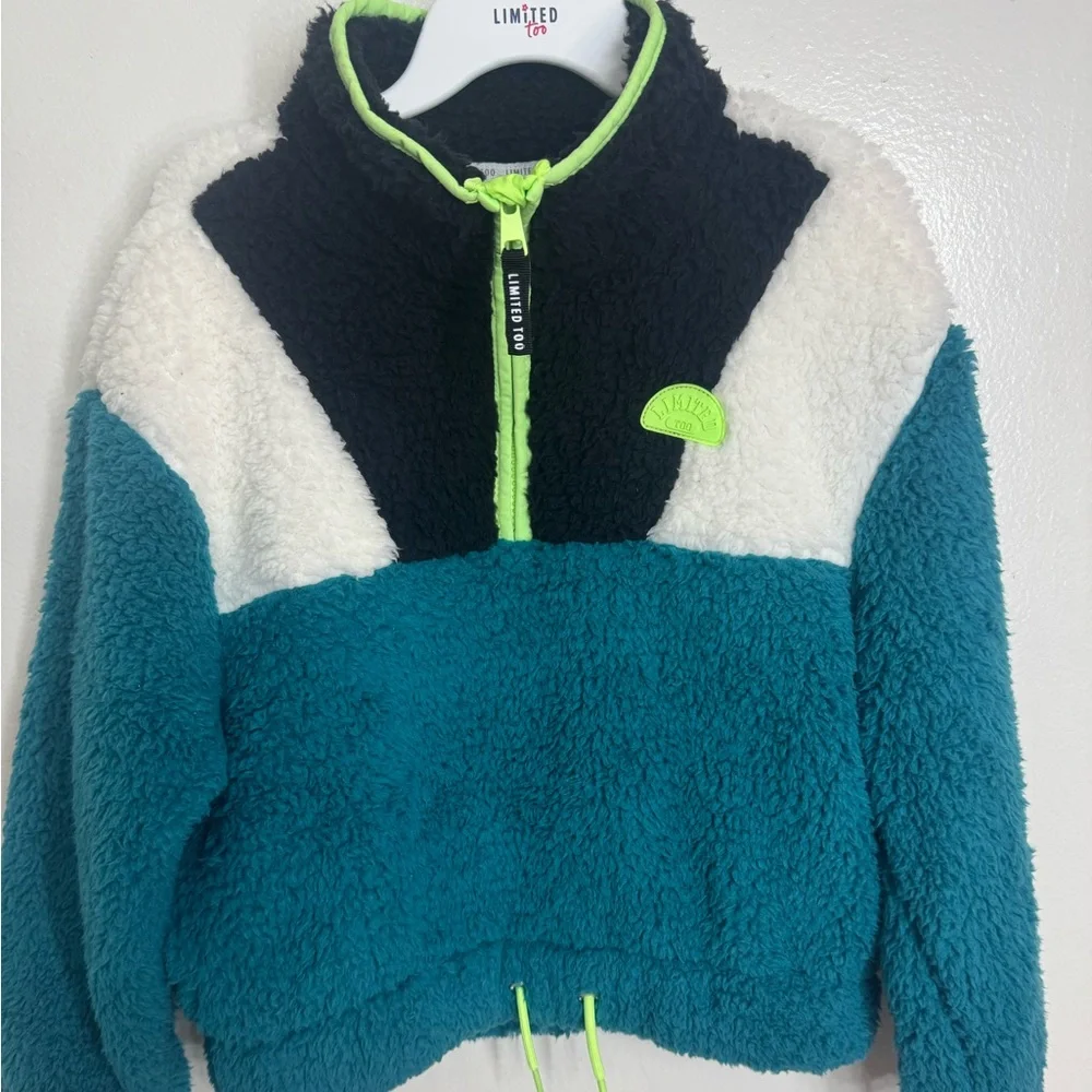 Justice Black, White, and Teal Puffer Jacket - Picture 1 of 4